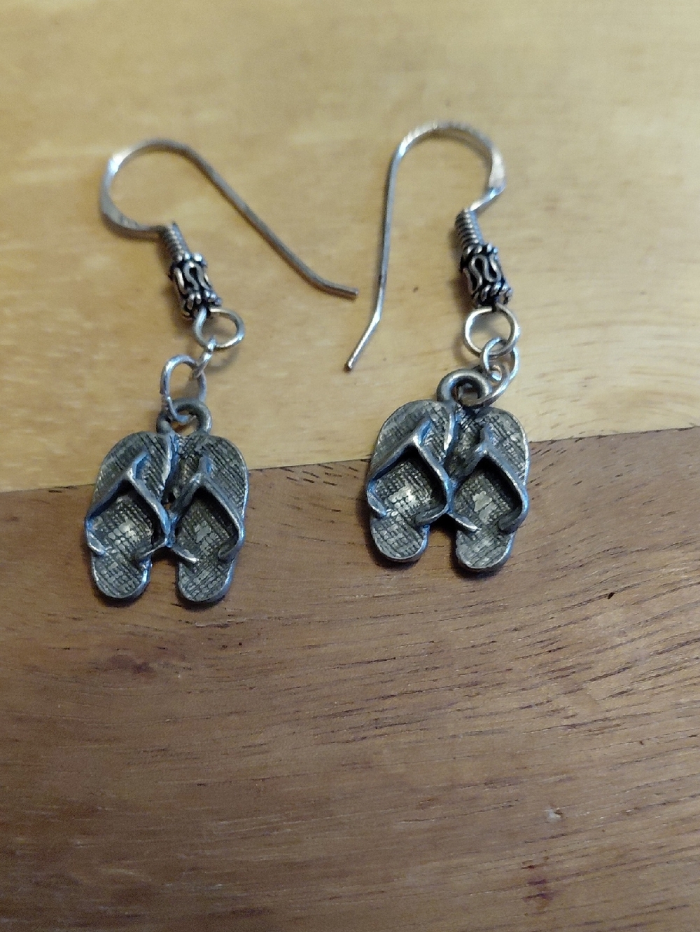 Silver Flip Flop Charm Dangle Earrings